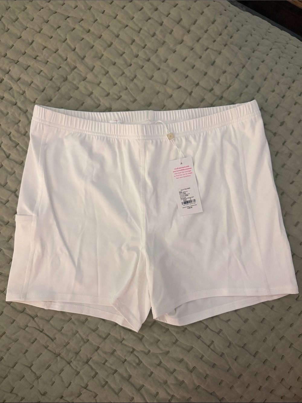 Lilly Pulitzer Women's White Athletic Shorts with Elastic Waist